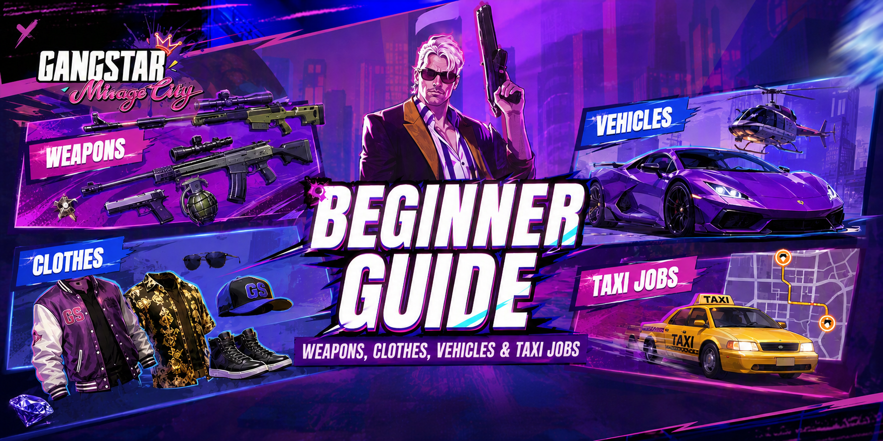 Gangstar Mirage City Beginner Guide: Weapons, Clothes, Vehicles & Taxi Jobs