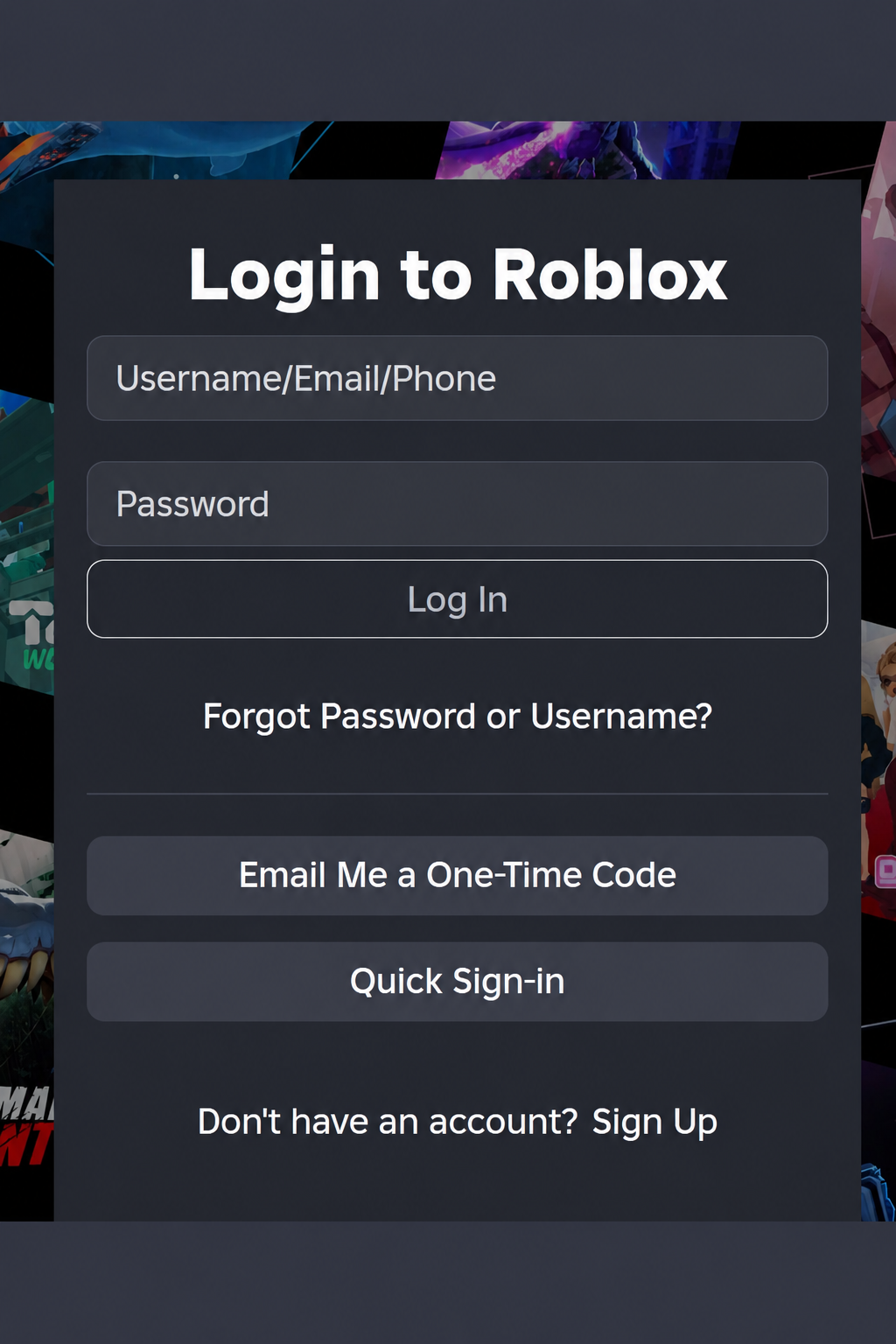 Log in to Roblox