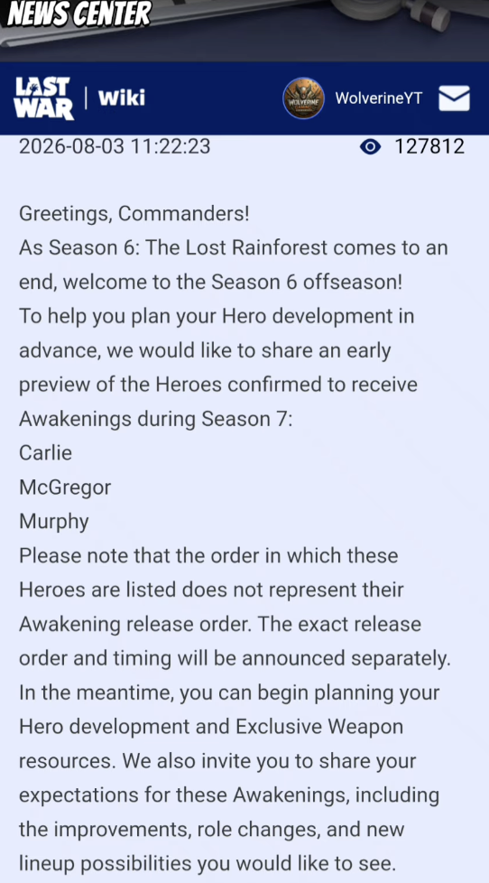 Season 7 Hero Awakening Preview